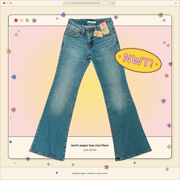 Levi's Superlow Rise Flare Jeans - Picture 1 of 5